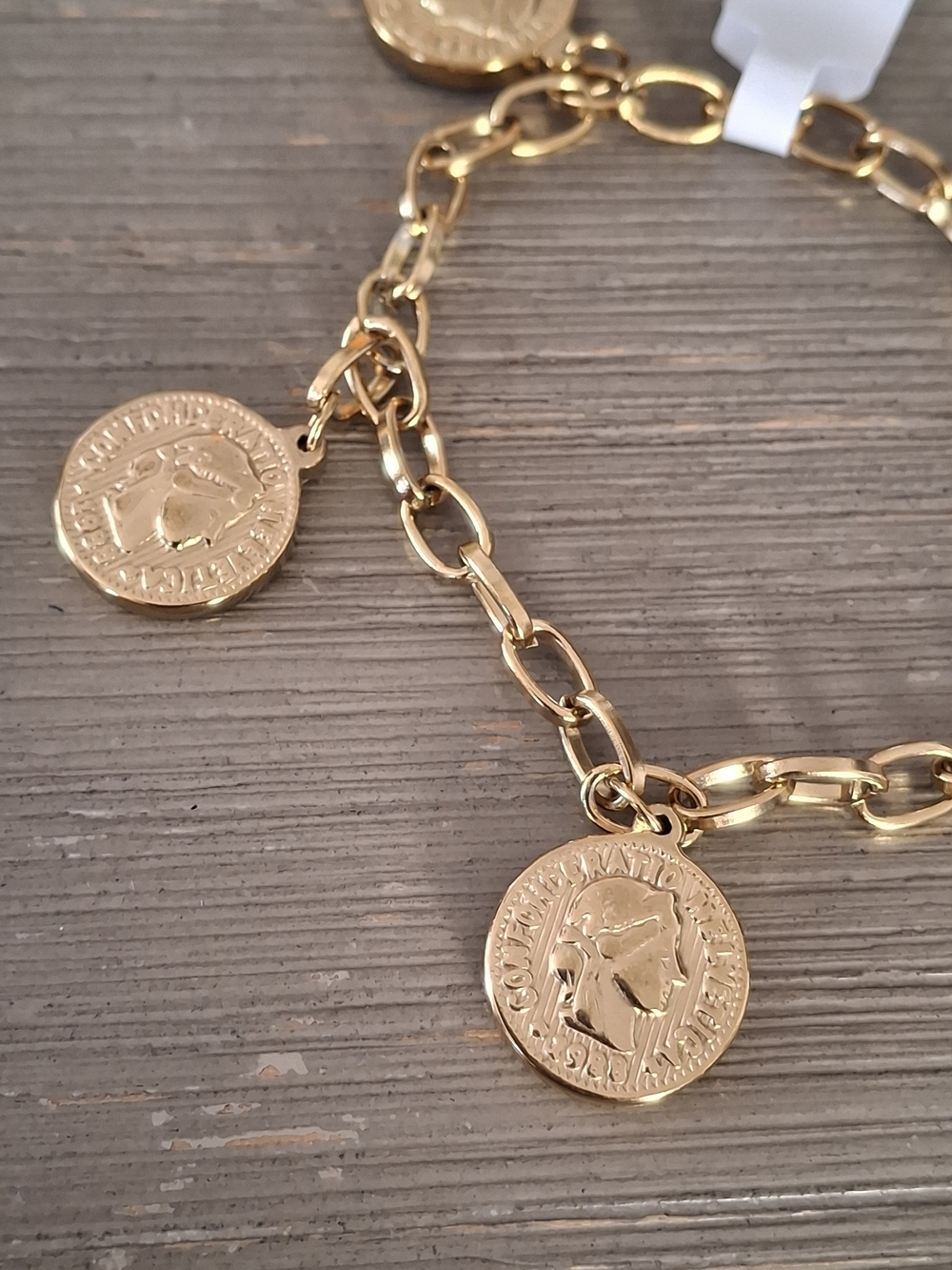 Gold-Tone Coin Charm Bracelet - Women's Jewelry - Picture 2 of 3